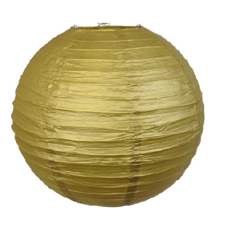 JQ-17GD 8" Round Paper Lantern Gold